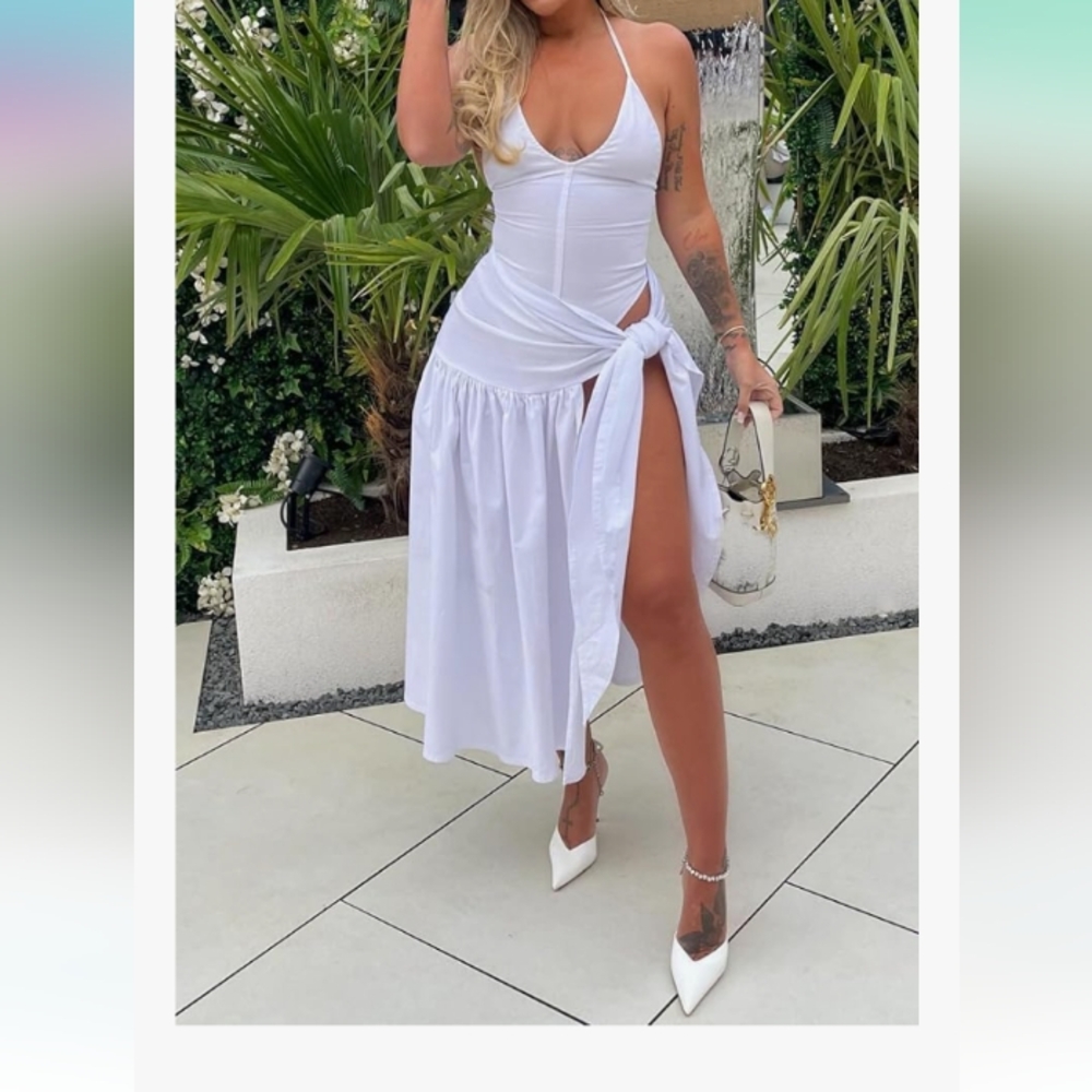 Chic White Wrap Skirt and Top Set